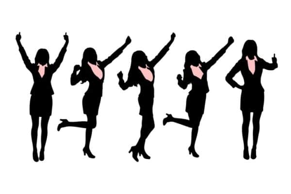 A graphic of business women celebrating