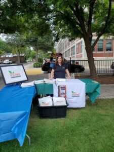 Tina Paine at the Wicked Healthy booth at the park fair