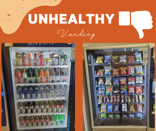 A vending machine with unhealthy snacks